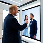 A diverse group of professional adults, fully clothed in modern, modest business attire, standing in a brightly lit, clean retail environment. They are observing a sleek digital display showcasing a product. The screen prominently features a higher original price crossed out next to a lower, discounted price, alongside a 'Last 3 items!' scarcity message. Below this, numerous five-star ratings and positive customer reviews are visible. Individuals have natural poses, some are thoughtfully examining the display. Professional photography, high-resolution, sharp focus, natural colors, safe for work, appropriate content, perfect anatomy, correct proportions, well-formed hands, proper finger count, natural body proportions, family-friendly.