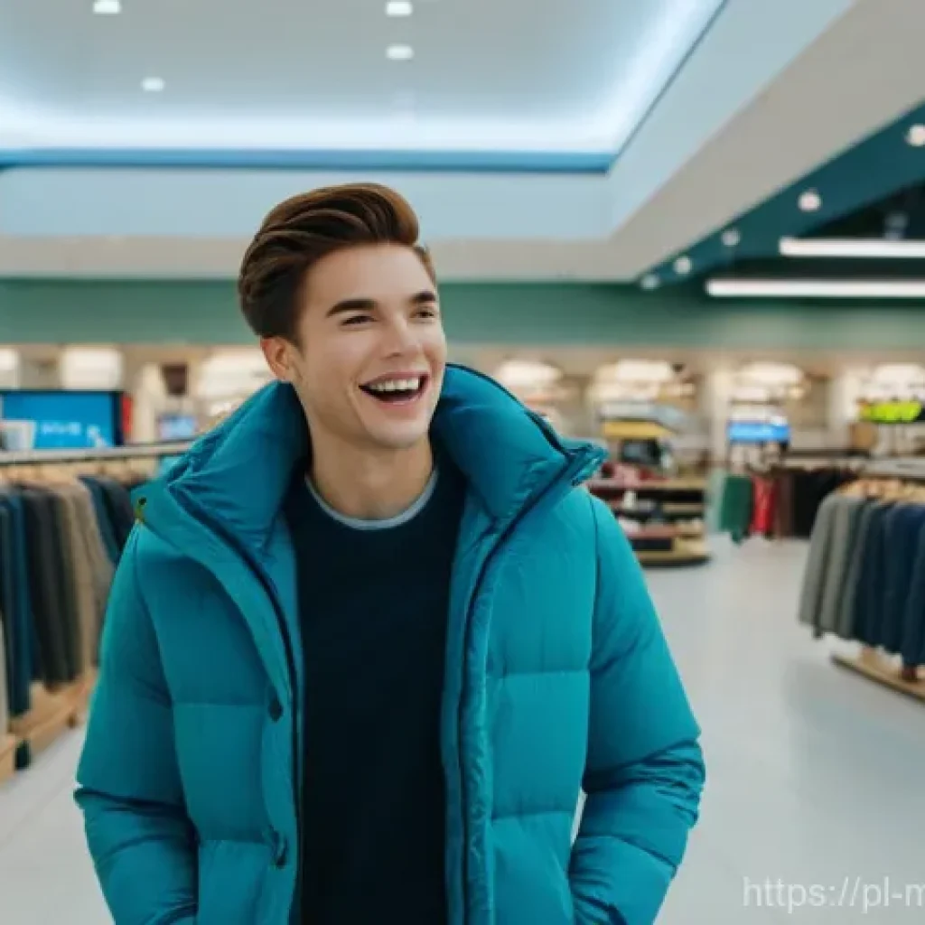 소비자 구매 경로 분석을 위한 행동경제학 - **Excitement over a Discounted Item:** A young adult, gender-neutral, stands in a modern, well-lit r...